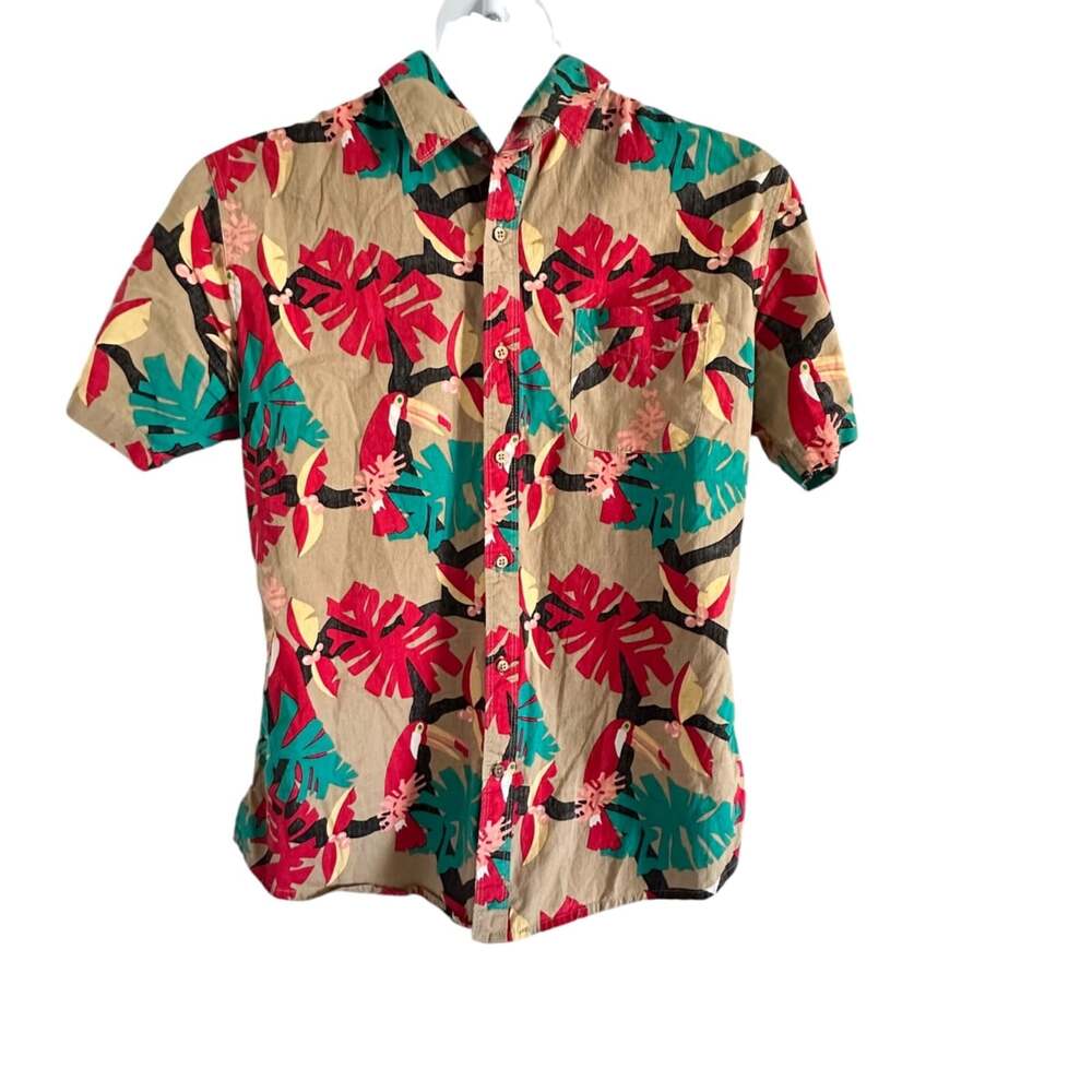 Rebel James & Charli button up shirt men's size Large cotton tropical colorful